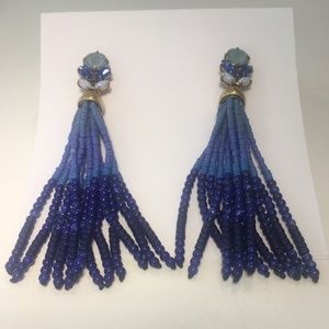 Stella and Dot Blue Fringe Earrings